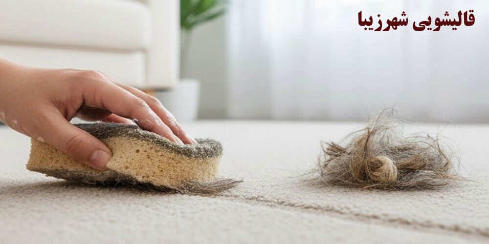 قالیشویی شهرزیبا استفاده از اسفنج یا دستمال مرطوب برای جمع کردن موهای حیوانات